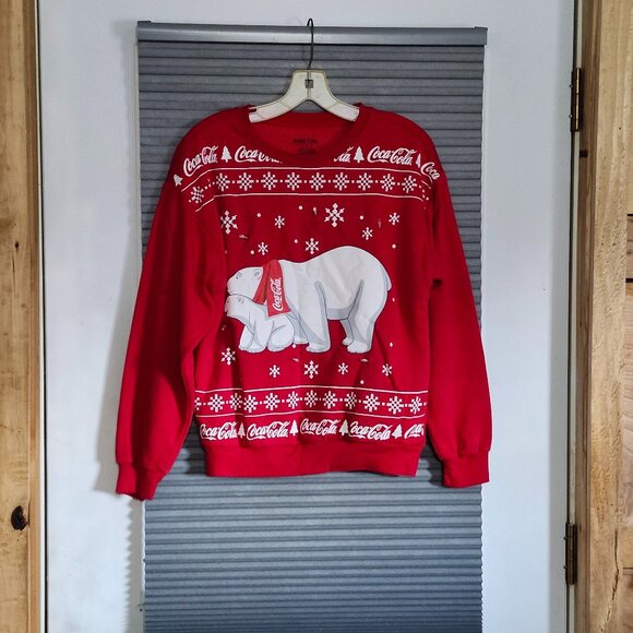 Coca-Cola womans xmas polar bear non working light up sweatshirt junior S  3-5 - Picture 1 of 7
